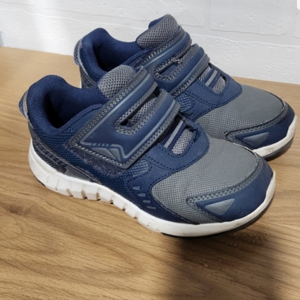 Athletic Works Sneakers Boys Size 2 Blue Adjustable Straps Shoes